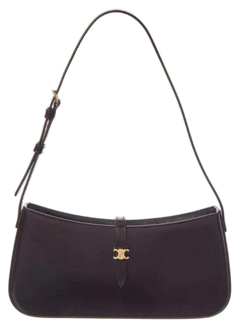 Celine Black Leather Shoulder Bag with Gold Hardware